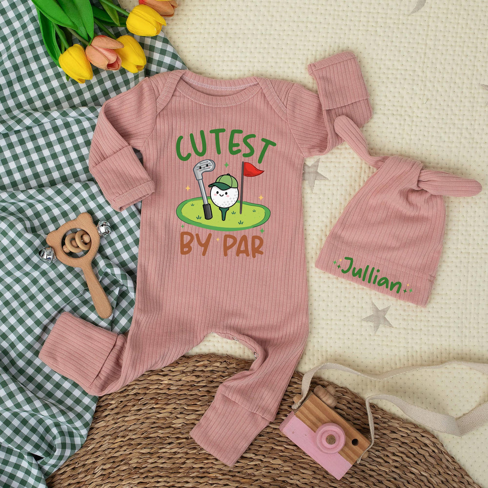 Cutest By Par Golf Baby Bodysuit with Cartoon Golf Ball Funny Gender Neutral Outfit Trendy Infant Clothes Baby Shower Gift Idea