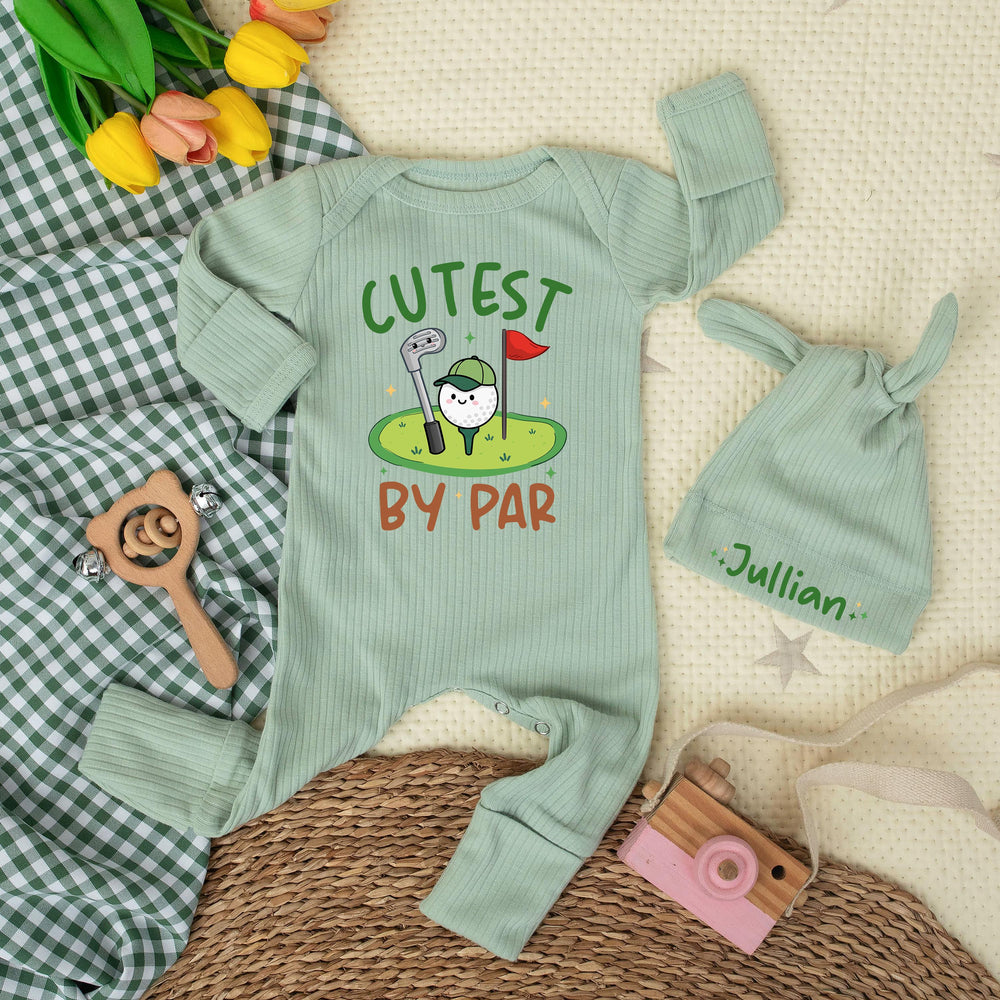 Cutest By Par Golf Baby Bodysuit with Cartoon Golf Ball Funny Gender Neutral Outfit Trendy Infant Clothes Baby Shower Gift Idea
