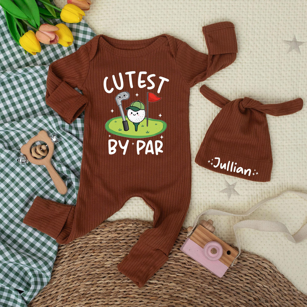 Cutest By Par Golf Baby Bodysuit with Cartoon Golf Ball Funny Gender Neutral Outfit Trendy Infant Clothes Baby Shower Gift Idea