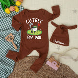 Cutest By Par Golf Baby Bodysuit with Cartoon Golf Ball Funny Gender Neutral Outfit Trendy Infant Clothes Baby Shower Gift Idea