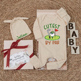 Cutest By Par Golf Baby Bodysuit with Cartoon Golf Ball Funny Gender Neutral Outfit Trendy Infant Clothes Baby Shower Gift Idea