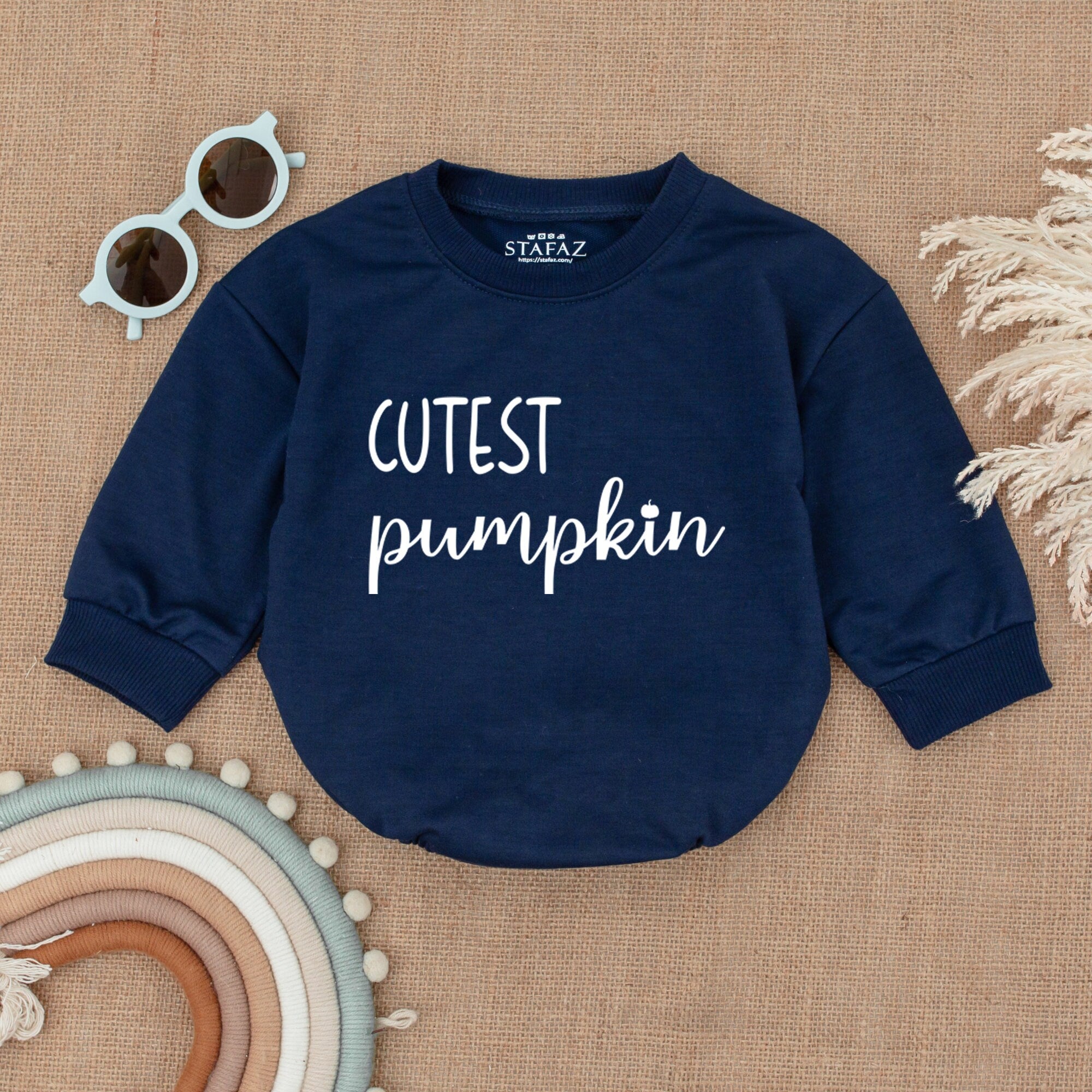 Cutest Pumpkin Bubble Romper for Baby Thanksgiving Outfit Autumn Bodysuit Soft Cotton Fall Clothes Playful Cursive Earthy Design