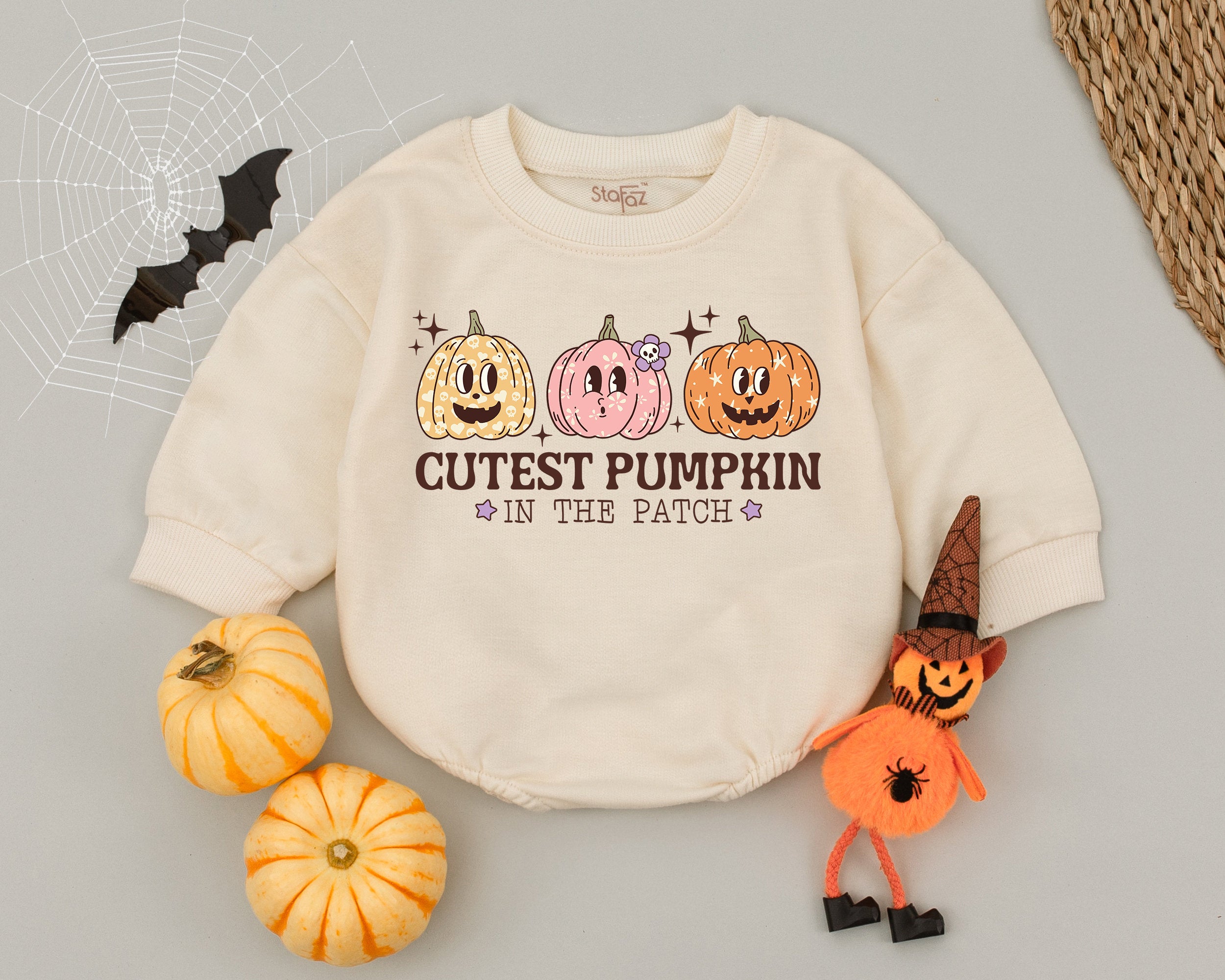 Cutest Pumpkin in the Patch Baby Romper Halloween Outfit Infant Girl Boy Costume Soft Cotton Fun Design First Holiday Clothes