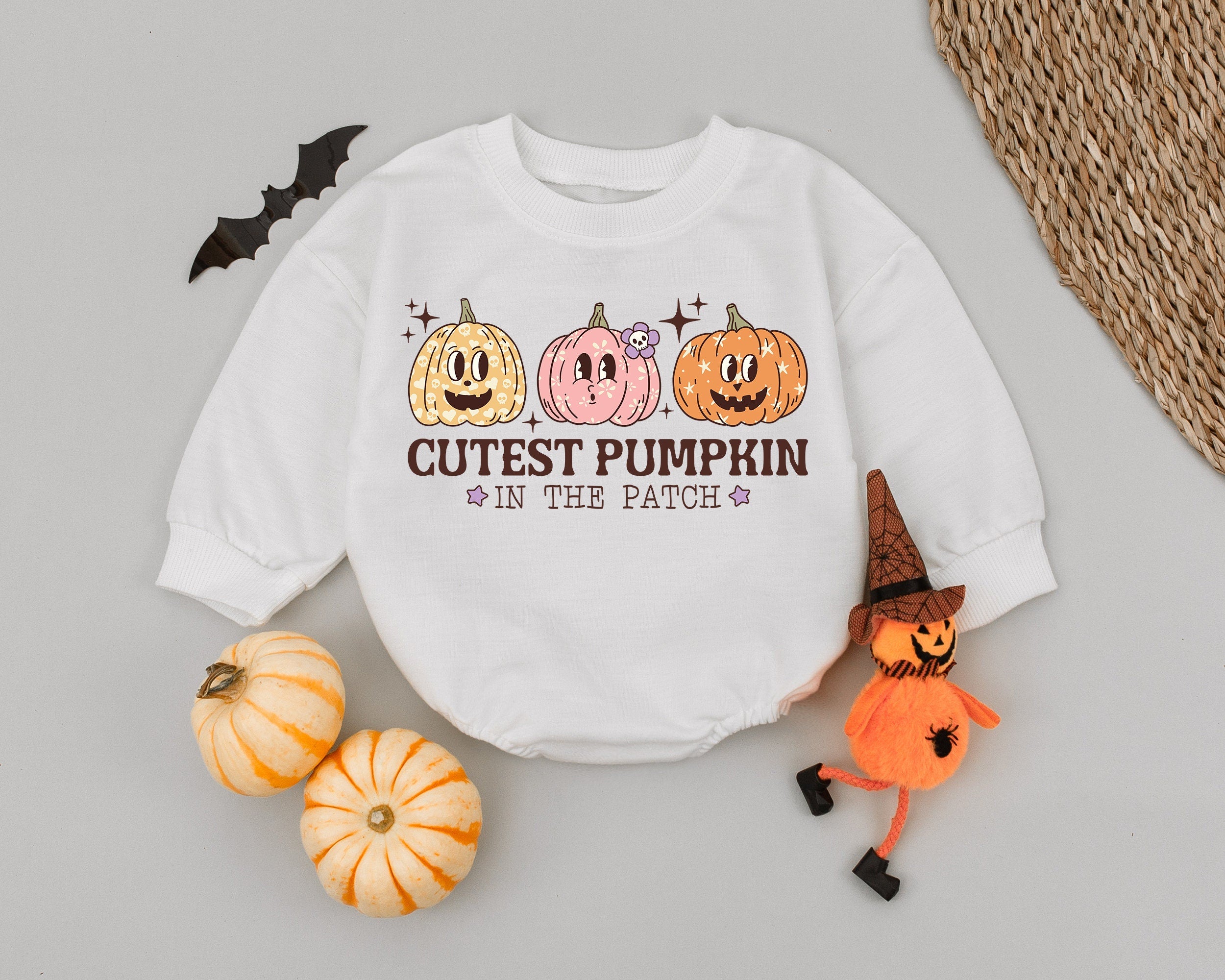 Cutest Pumpkin in the Patch Baby Romper Halloween Outfit Infant Girl Boy Costume Soft Cotton Fun Design First Holiday Clothes