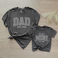 Dad and Baby Matching Shirt and Romper Daddy’s Mini EST 2026 Outfit Custom Checkered Design New Dad Gift Soft Cotton Family Set