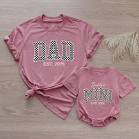 Dad and Baby Matching Shirt and Romper Daddy’s Mini EST 2026 Outfit Custom Checkered Design New Dad Gift Soft Cotton Family Set