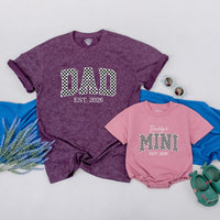 Dad and Baby Matching Shirt and Romper Daddy’s Mini EST 2026 Outfit Custom Checkered Design New Dad Gift Soft Cotton Family Set