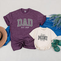 Dad and Baby Matching Shirt and Romper Daddy’s Mini EST 2026 Outfit Custom Checkered Design New Dad Gift Soft Cotton Family Set