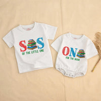 Dad Mom and Baby Matching Book Lover Shirts, Family Reading Outfit with Custom Names, Birthday or Baby Shower Gift Idea