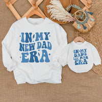 Dad and Son Matching Sweatshirt Outfit Retro Groovy Design Baby Romper Cozy Toddler Clothes Lightning Bolt Blue Graphics Family Gift