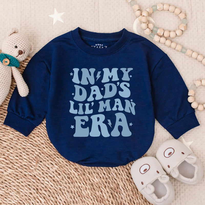 Dad and Son Matching Sweatshirt Outfit Retro Groovy Design Baby Romper Cozy Toddler Clothes Lightning Bolt Blue Graphics Family Gift
