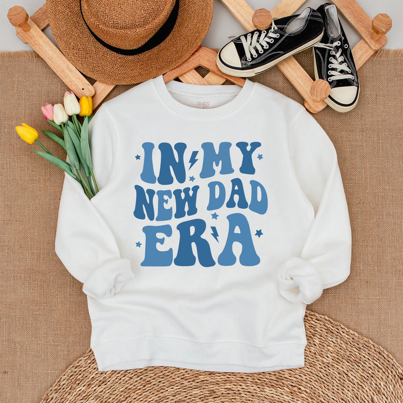 Dad and Son Matching Sweatshirt Outfit Retro Groovy Design Baby Romper Cozy Toddler Clothes Lightning Bolt Blue Graphics Family Gift