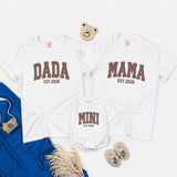 Dada Mama Mini Matching Shirts with EST 2026 Design, Family Outfits for New Parents and Baby, Neutral Baby Announcement Gift
