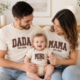Dada Mama Mini Matching Shirts with EST 2026 Design, Family Outfits for New Parents and Baby, Neutral Baby Announcement Gift