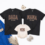 Dada Mama Mini Matching Shirts with EST 2026 Design, Family Outfits for New Parents and Baby, Neutral Baby Announcement Gift