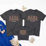 Dada Mama Mini Matching Shirts with EST 2026 Design, Family Outfits for New Parents and Baby, Neutral Baby Announcement Gift