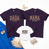 Dada Mama Mini Matching Shirts with EST 2026 Design, Family Outfits for New Parents and Baby, Neutral Baby Announcement Gift