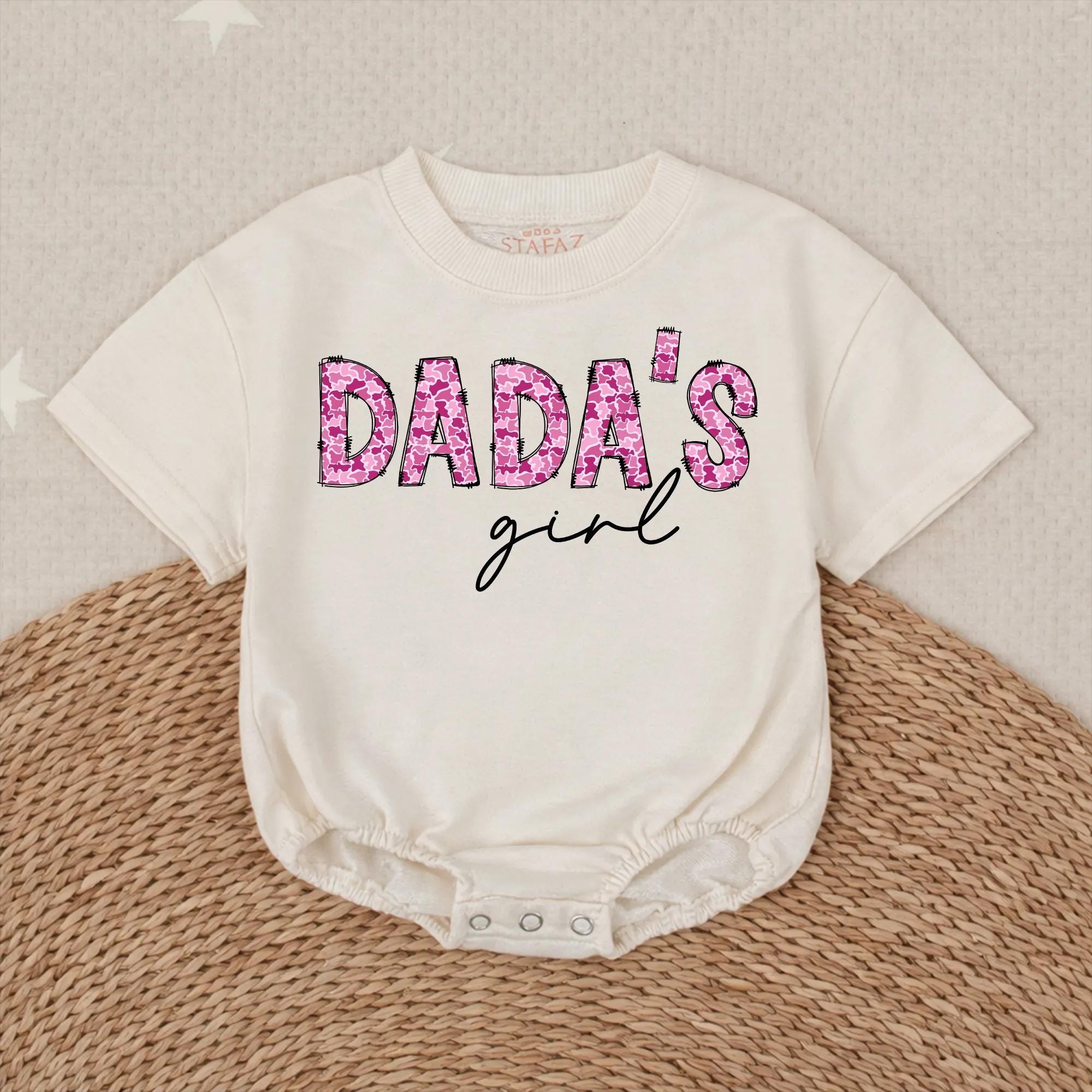 Dada's Girl Baby Bubble Romper with Pink Camo Lettering, Cute Newborn Girl Outfit, Infant Hospital Coming Home Gift