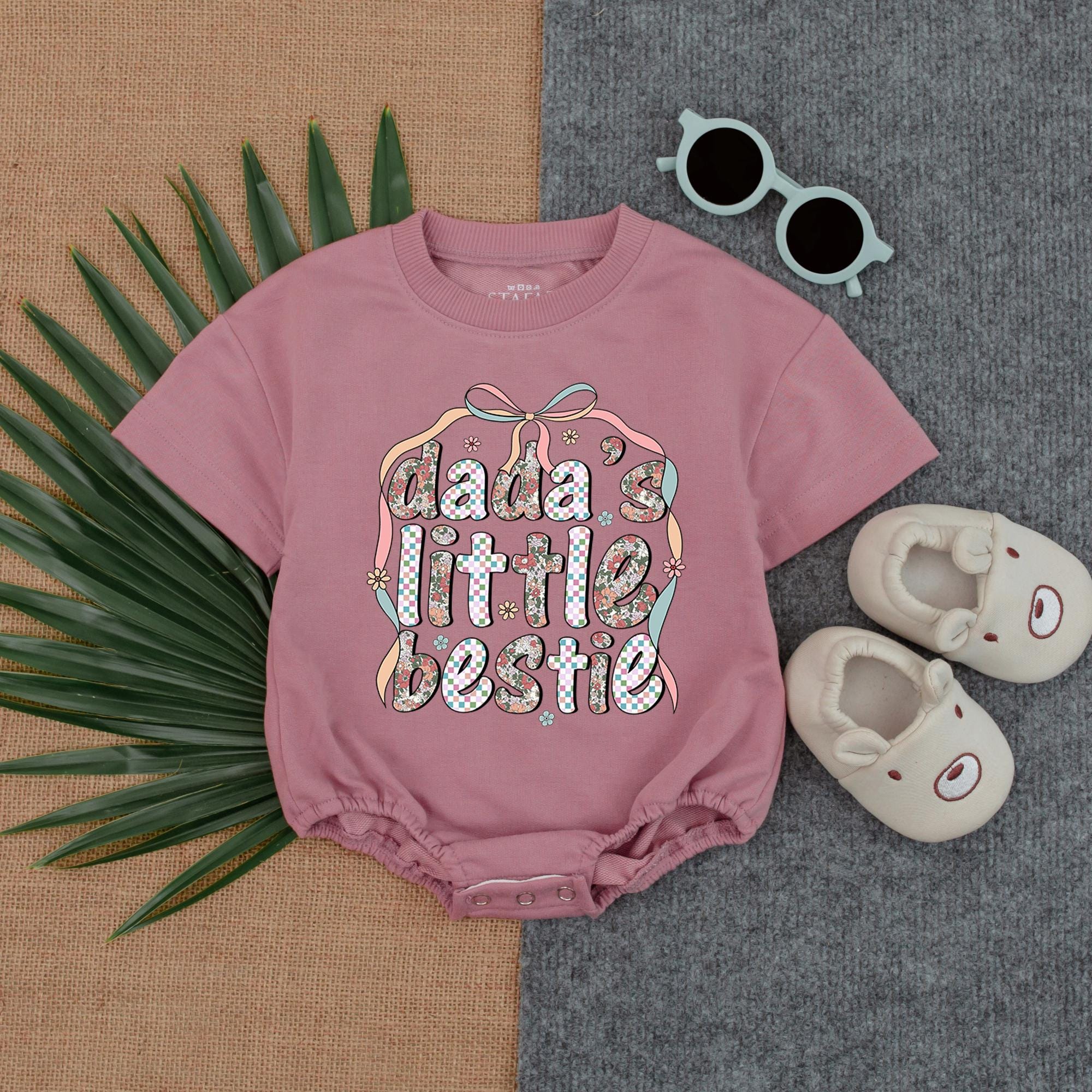 Dada's Little Bestie Bubble Romper Baby Outfit Father's Day Gift Cute Pastel Design Infant Summer Clothing Soft Comfortable
