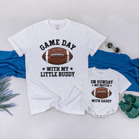 Daddy and Me Matching Football Shirts with Game Day Graphics Father Son Outfits for Football Sunday or Fathers Day Gift Casual Set