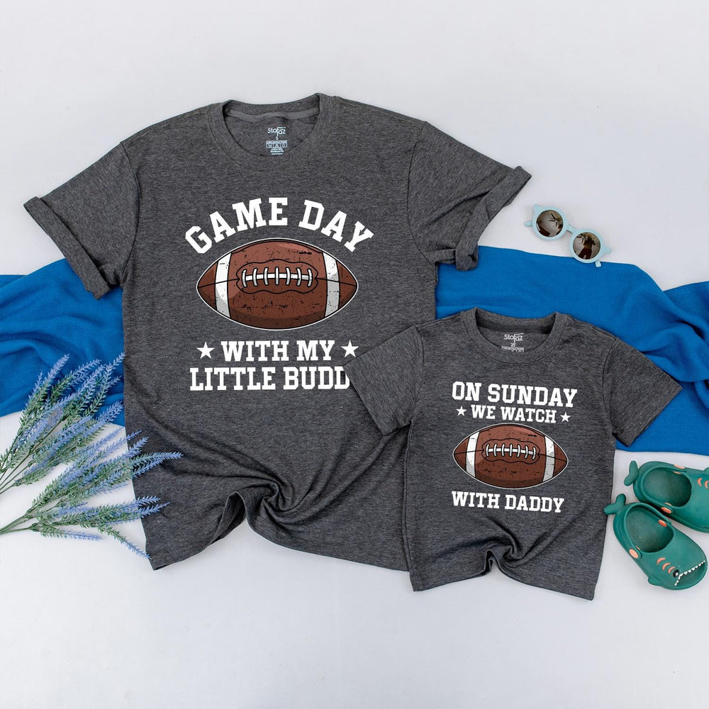 Daddy and Me Matching Football Shirts with Game Day Graphics Father Son Outfits for Football Sunday or Fathers Day Gift Casual Set