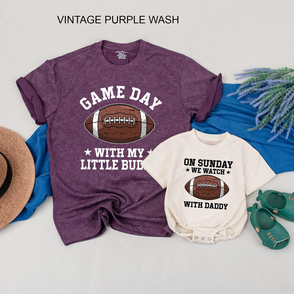 Daddy and Me Matching Football Shirts with Game Day Graphics Father Son Outfits for Football Sunday or Fathers Day Gift Casual Set