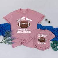 Daddy and Me Matching Football Shirts with Game Day Graphics Father Son Outfits for Football Sunday or Fathers Day Gift Casual Set