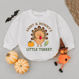 Daddy and Mommy's Little Turkey Baby Romper Cute Thanksgiving Outfit Retro Style Infant Bodysuit Perfect Baby Shower Gift