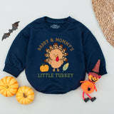 Daddy and Mommy's Little Turkey Baby Romper Cute Thanksgiving Outfit Retro Style Infant Bodysuit Perfect Baby Shower Gift