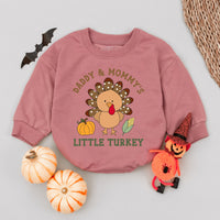 Daddy and Mommy's Little Turkey Baby Romper Cute Thanksgiving Outfit Retro Style Infant Bodysuit Perfect Baby Shower Gift