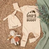 Daddy's Adventure Buddy Baby Gift Set with Mountain Graphic Bodysuit Newborn Coming Home Outfit Cotton Retro Design Pregnancy Announcement