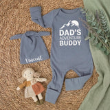 Daddy's Adventure Buddy Baby Gift Set with Mountain Graphic Bodysuit Newborn Coming Home Outfit Cotton Retro Design Pregnancy Announcement