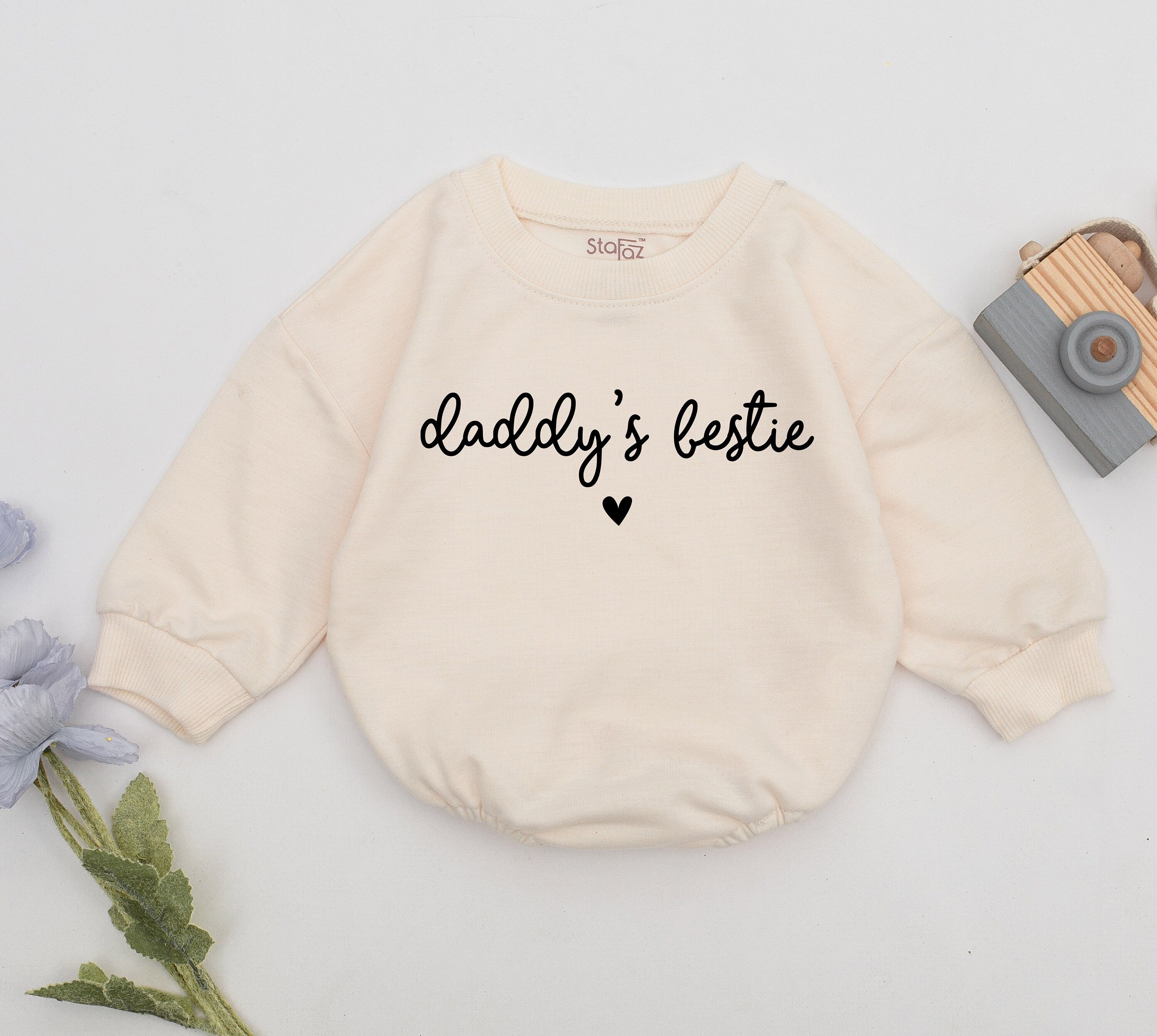 Daddy's Bestie Baby Romper Heart Design Newborn Outfit Father's Day Gift for Baby Shower Girls Boys Soft Comfortable Cotton Clothing
