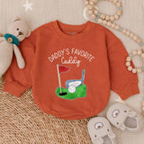 Daddy's Favorite Caddy Baby Romper with Golf Club and Flag Artwork, Funny Father's Day Toddler Outfit, Short Sleeve Summer Romper