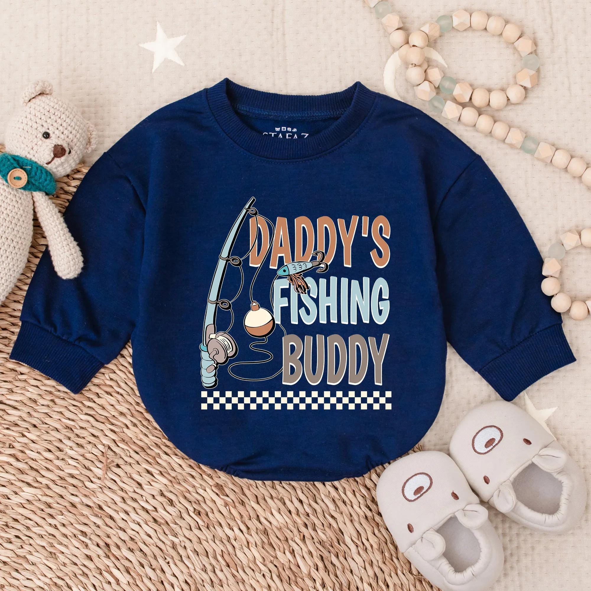 Daddy's Fishing Buddy Bubble Romper Baby Boy Outdoor Outfit Cute Lake Day Wear Gift Baby Shower Father Son Matching