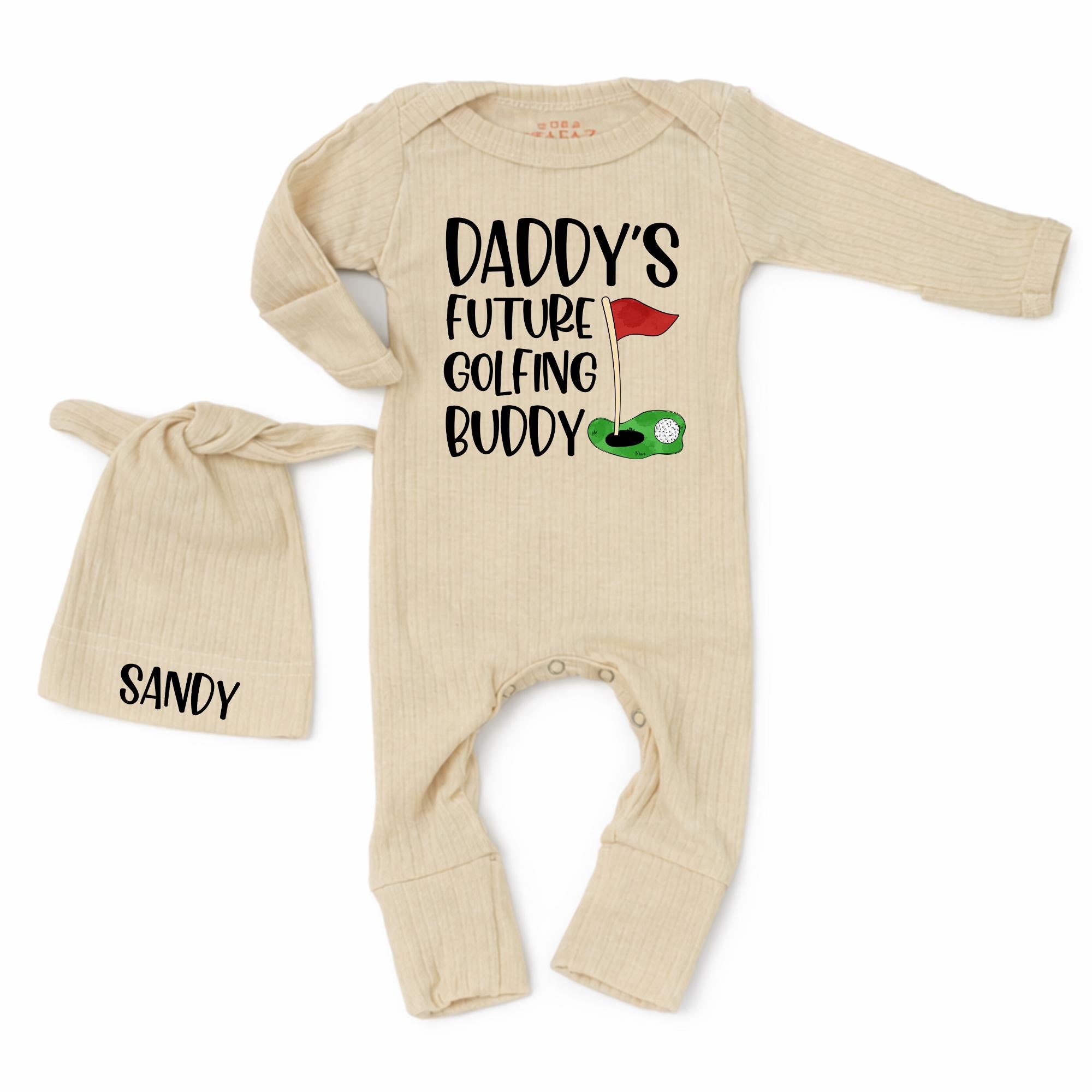 Daddy’s Future Golfing Buddy Newborn Bodysuit Personalized Baby Boy Outfit Soft Cotton Baby Shower Gift Coming Home Golf-Themed Clothes