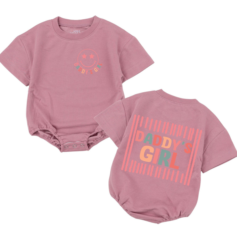 Daddy's Girl Baby Romper with Retro Stripes and Smiley Face Graphic Cute Infant Outfit for Father's Day Gift Soft Cotton Shower Clothes