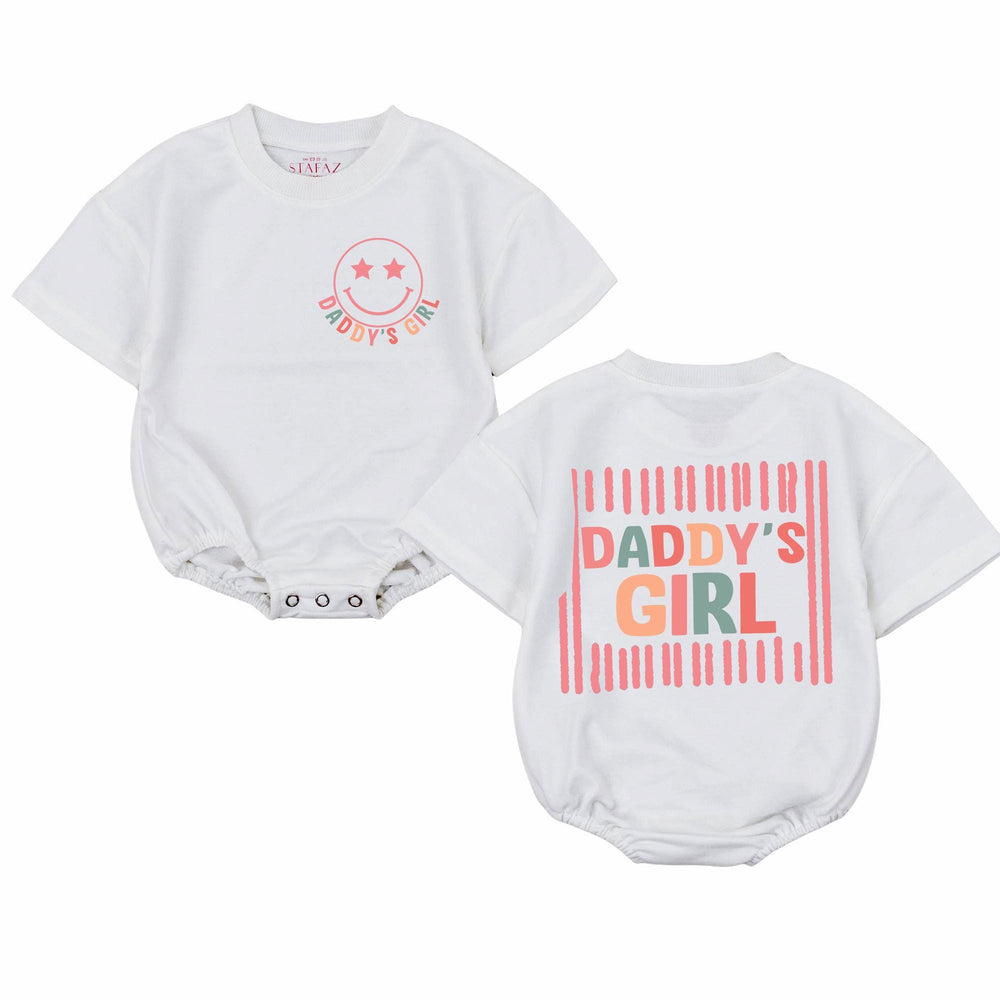 Daddy's Girl Baby Romper with Retro Stripes and Smiley Face Graphic Cute Infant Outfit for Father's Day Gift Soft Cotton Shower Clothes