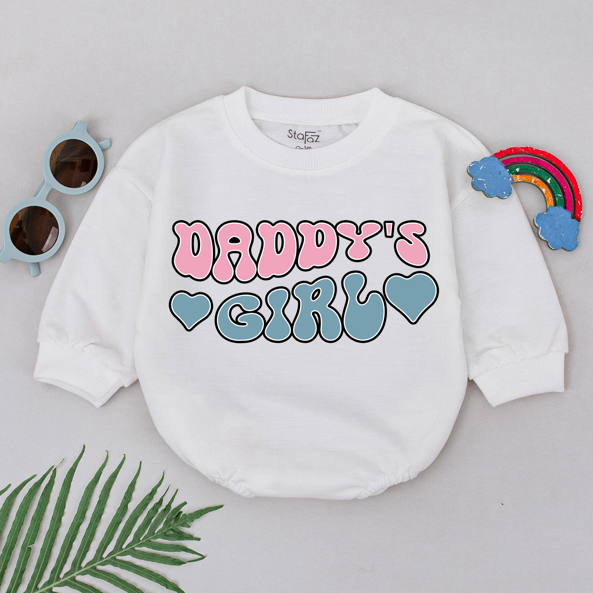 Daddy's Girl Baby Romper Soft Cotton Newborn Outfit Pink Blue Hearts First Father's Day Gift for Daughter Baby Shower Present