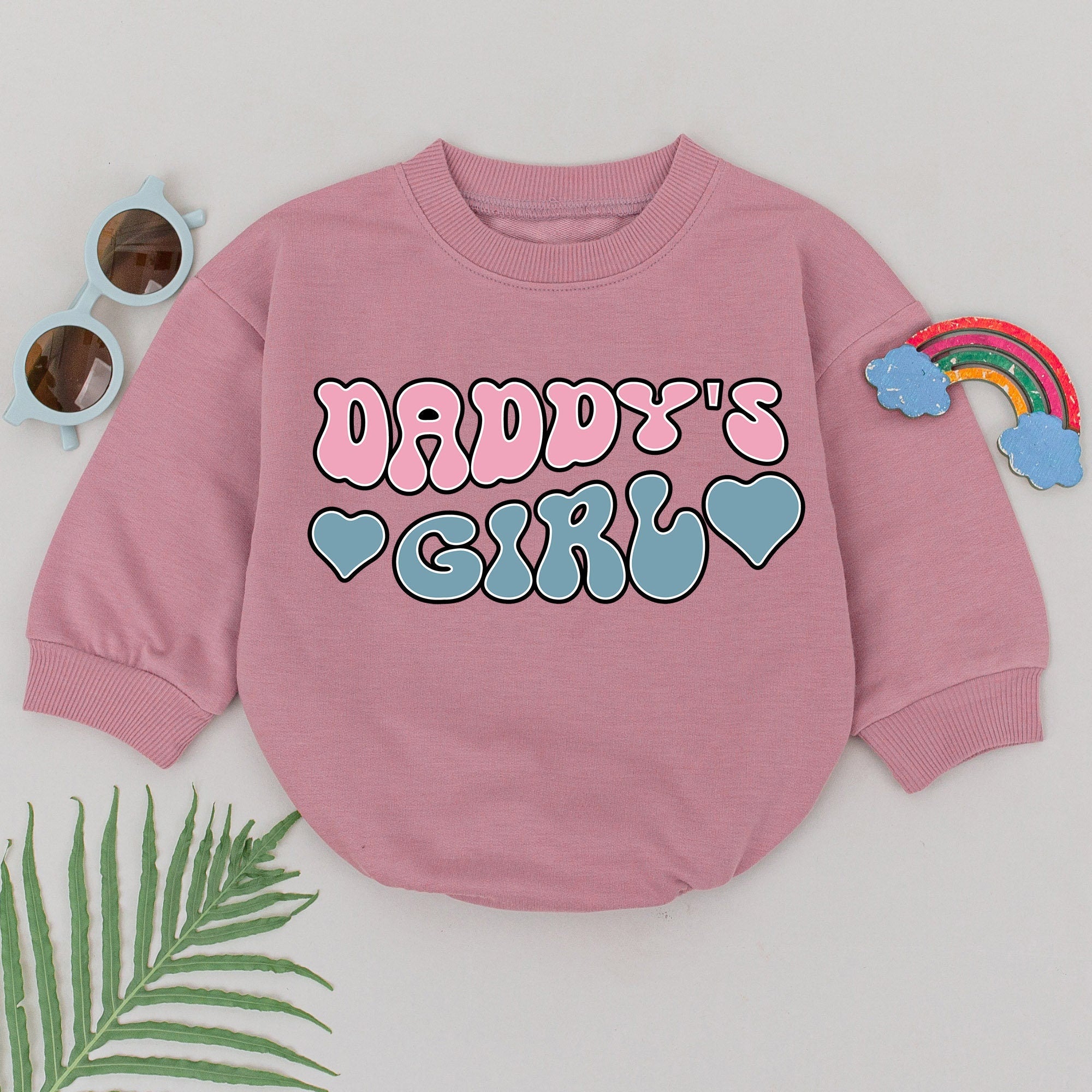 Daddy's Girl Baby Romper Soft Cotton Newborn Outfit Pink Blue Hearts First Father's Day Gift for Daughter Baby Shower Present