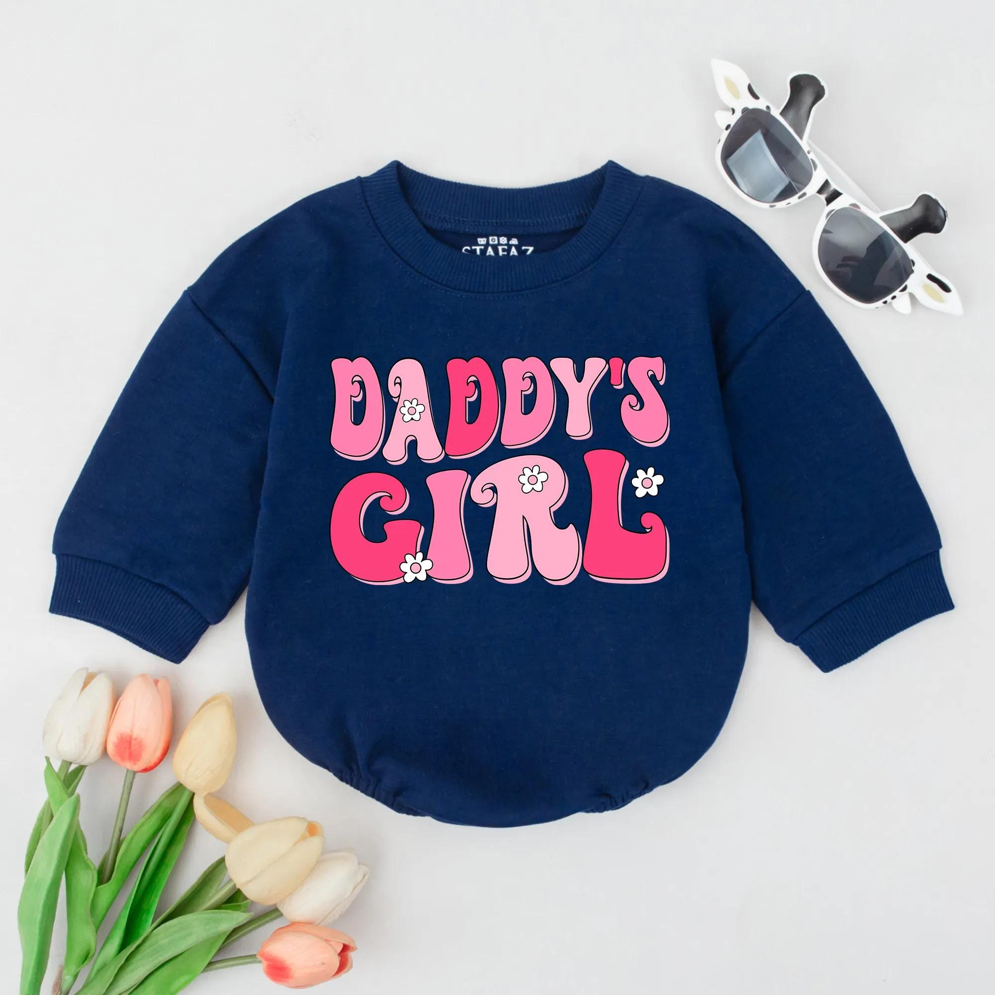 Daddy's Girl Retro Pink Romper Cute Baby Outfit with Floral Design Infant Bodysuit Fun Vintage Style Soft Comfortable Baby Shower Gift