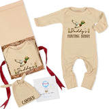Daddy's Hunting Buddy Personalized Baby Romper with Mallard Duck Design, Newborn Outfit with Name, Soft Ribbed Infant Set and Hat