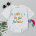 Daddy’s Little Bestie Baby Romper Retro First Father’s Day Gift Soft Cotton Outfit for Newborn Baby Girl Boy Vintage Shower Present