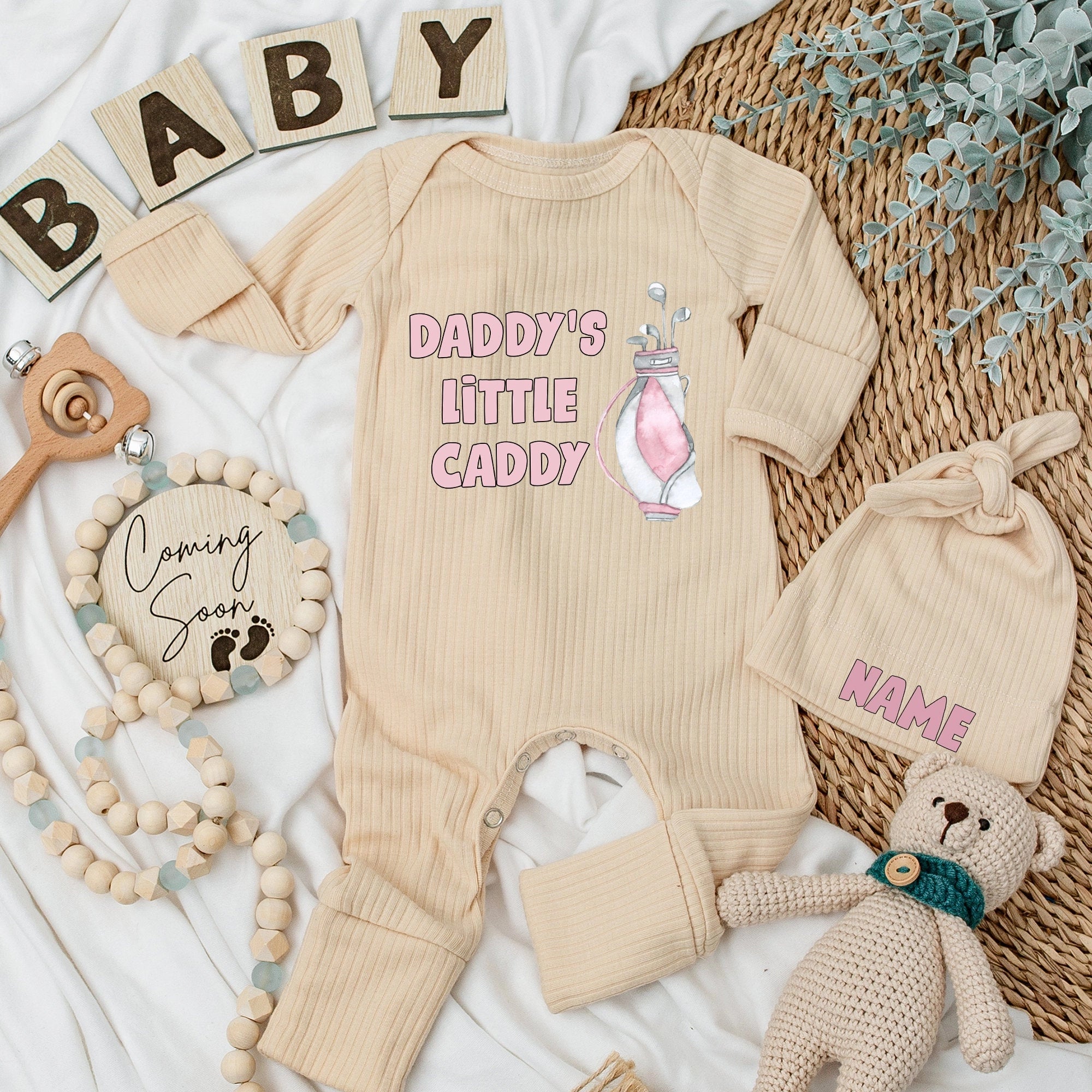 Daddy's Little Caddy Baby Bodysuit Fun Golf Design Cotton Outfit Perfect for Baby Shower Gift or Cute Pregnancy Announcement