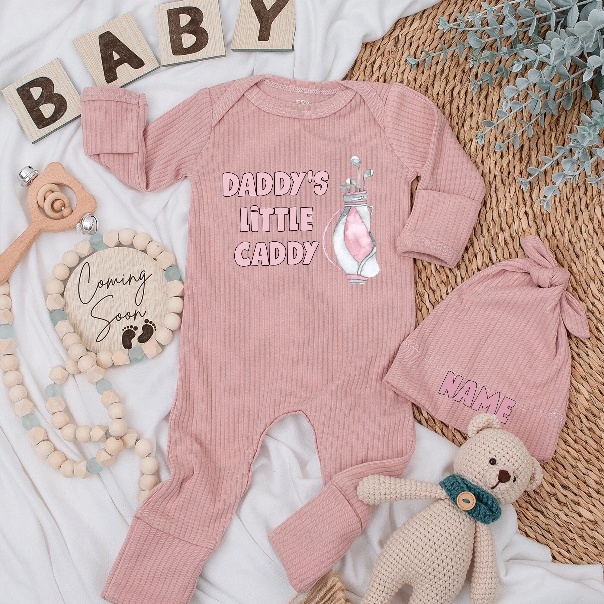 Daddy's Little Caddy Baby Bodysuit Fun Golf Design Cotton Outfit Perfect for Baby Shower Gift or Cute Pregnancy Announcement