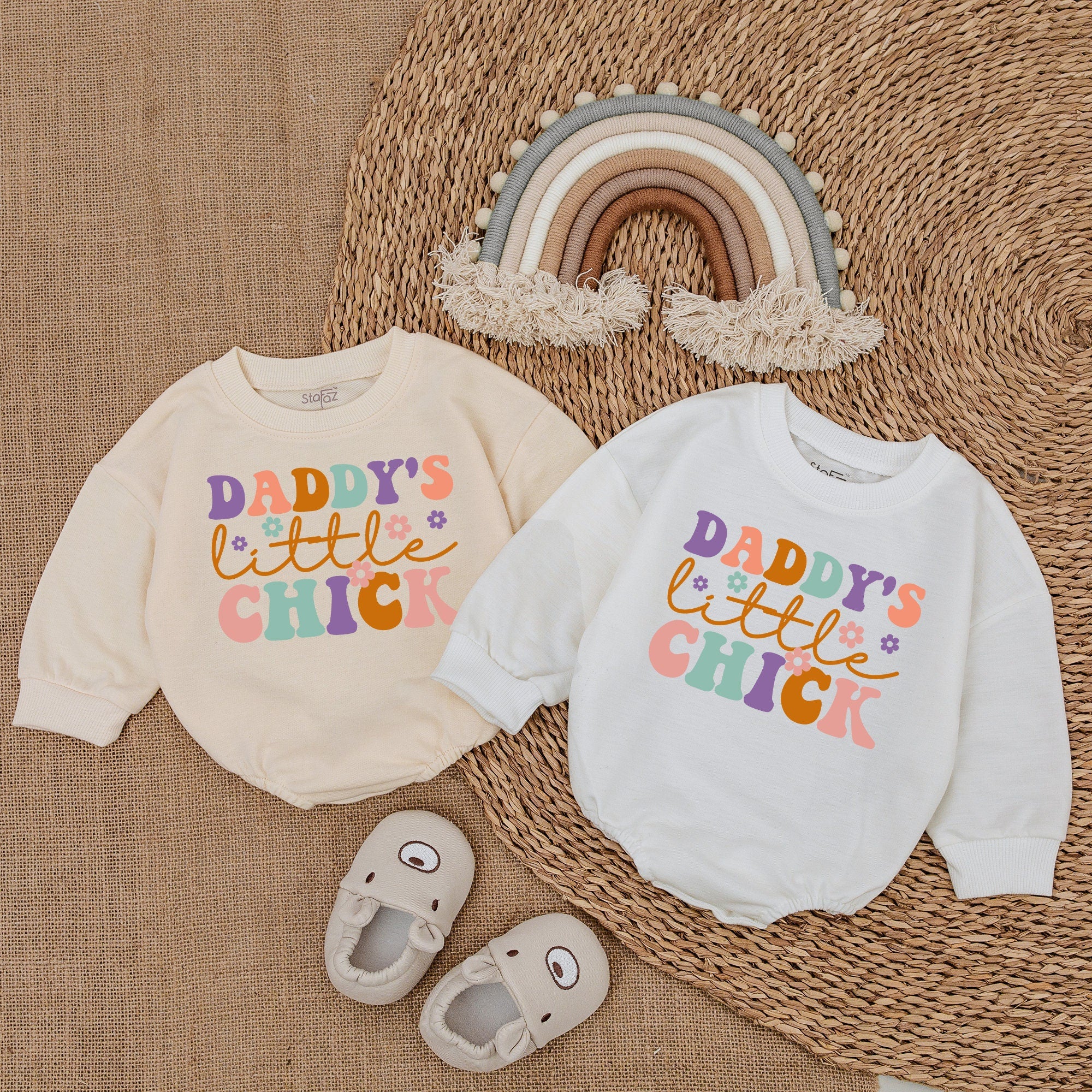 Daddy's Little Chick Baby Romper Cute Floral Sweatshirt Outfit for Newborn Boys in Soft Comfortable Cotton Perfect for Birthday or Casual Wear