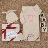 Daddy's Little Girl Baby Bodysuit and Hat Personalized with Ashley Pink Bow Design Infant Girl Outfit Sweet Newborn Gift for Baby Shower