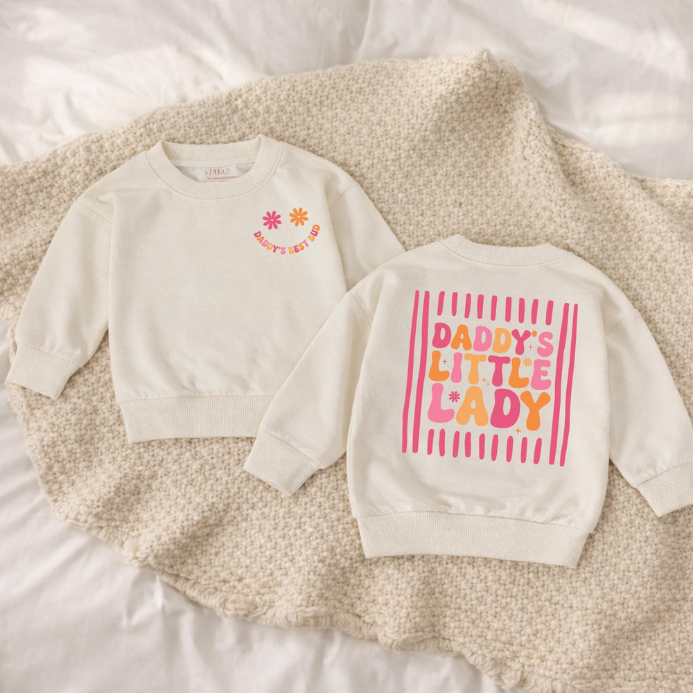 Daddy's Little Lady Retro Romper with Smiley Face Baby Girl Outfit 70s-Inspired Infant Clothes Soft Cotton Pink Orange Toddler Gift