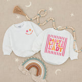 Daddy's Little Lady Retro Romper with Smiley Face Baby Girl Outfit 70s-Inspired Infant Clothes Soft Cotton Pink Orange Toddler Gift