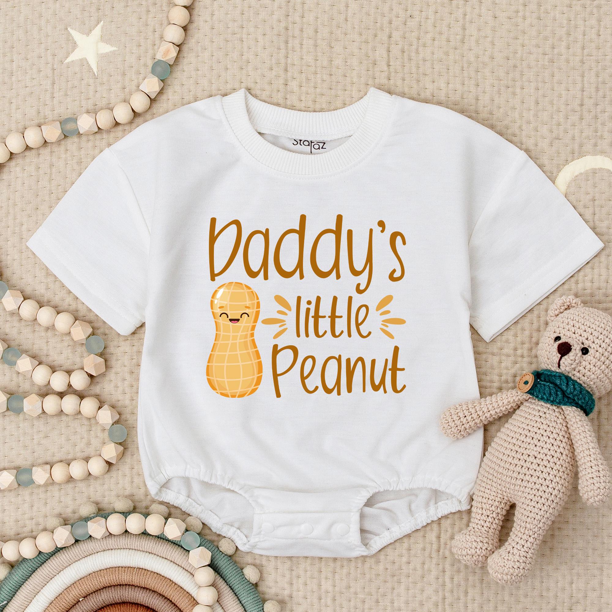 Daddy's Little Peanut Baby Romper Cute Cartoon Design Soft Cotton Infant Boy Outfit Baby Shower New Dad Gift Comfortable Playful Style